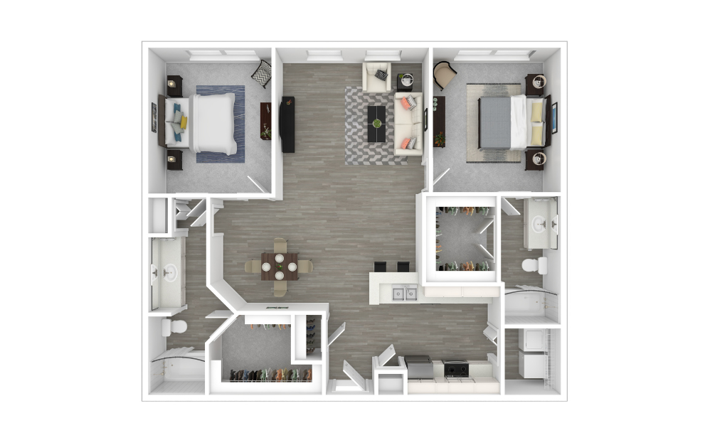 3D Furnished Floorplan - B2